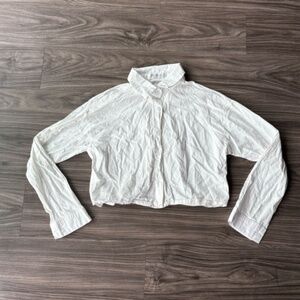 Storets Womens White Button-Up Workwear Inspired Cropped Shirt